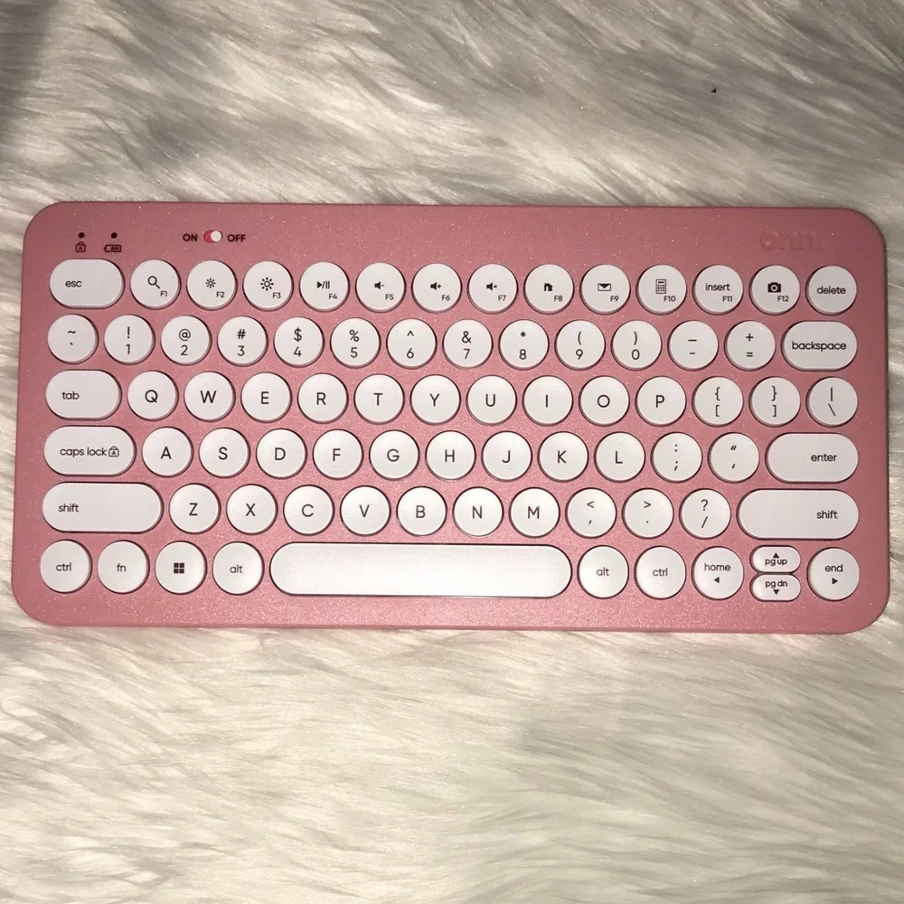 New Onn Backlit Mini Wireless Office Keyboard with USB Receiver Pearl Blush Pink